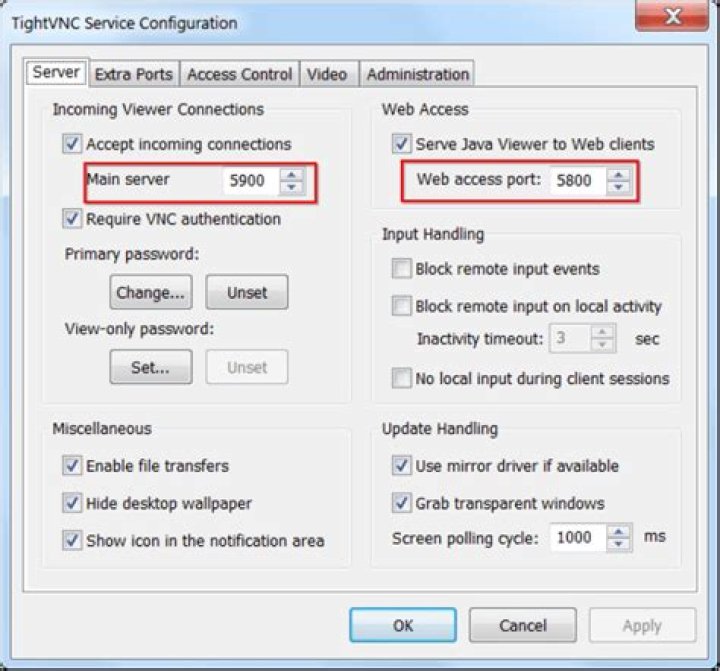 19:04: can't open a vnc port
