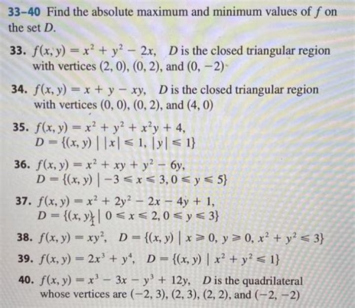 absolute maximum and minimum over closed triangular region