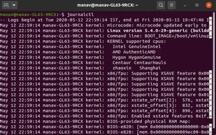 After viewing logs with journalctl, how do I exit the screen that says 