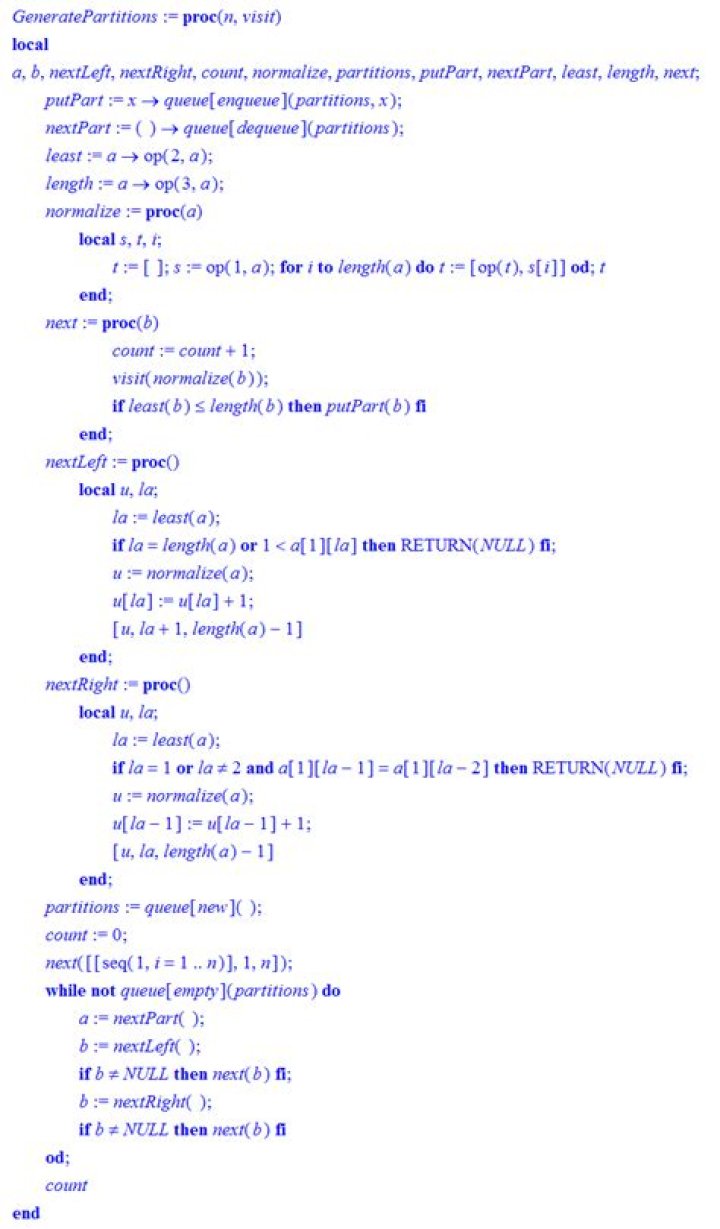 Algorithm for generating integer partitions up to a certain maximum length