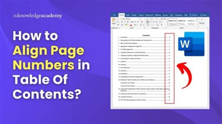 Aligning numbers in Table of Contents in Microsoft Word