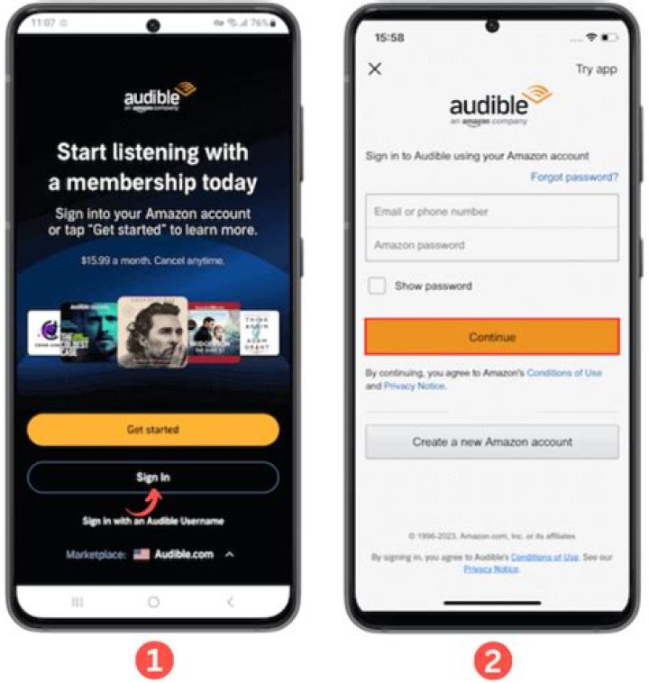 Amazon Audible Login Fail