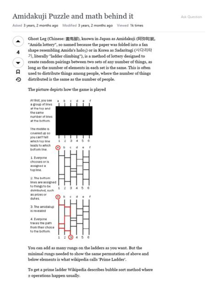Amidakuji Puzzle and math behind it