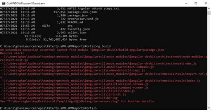 An unhandled exception occurred: Could not find module 
