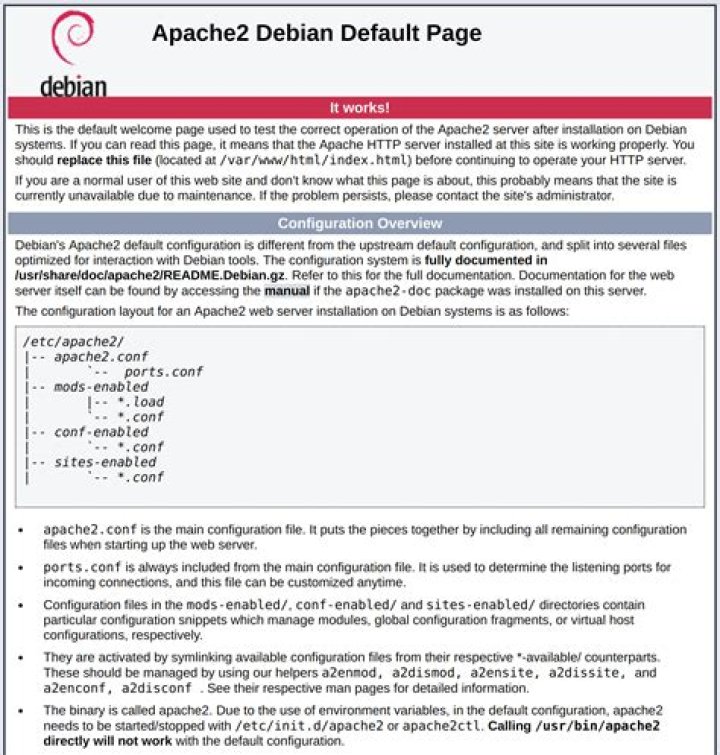 Apache2 now pointing to new default page