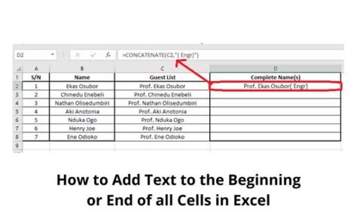 Append same text to every cell in a column in Excel
