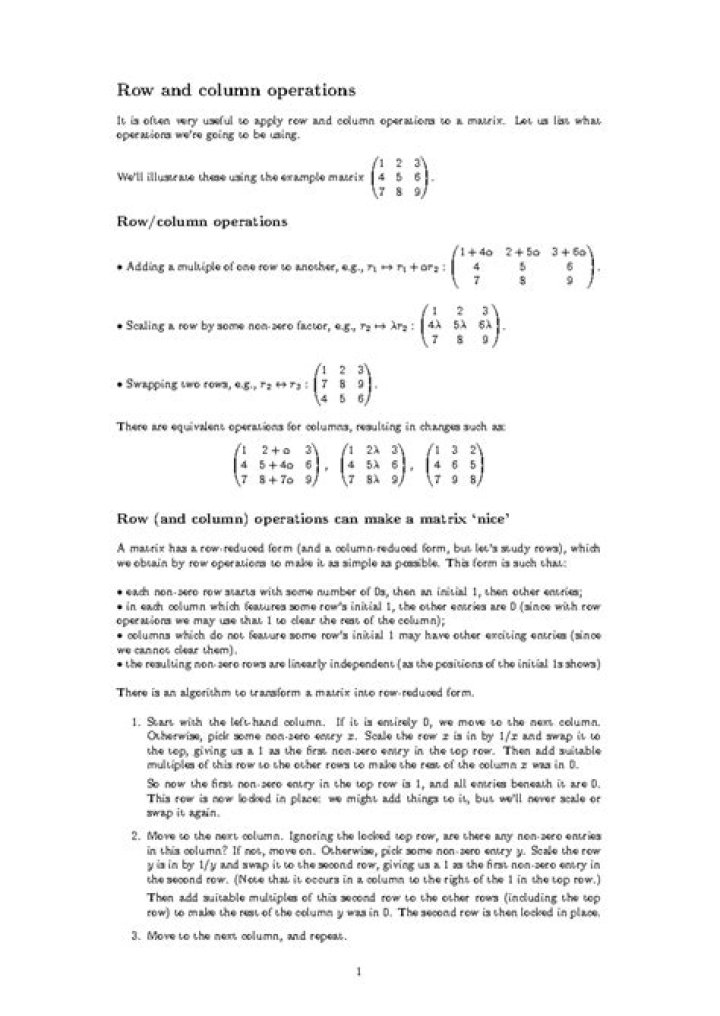 Are column operations legal in matrices also?