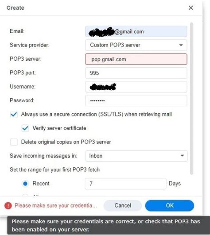 Authentication Fail Using Outlook Client/Gmail/POP3/VPN