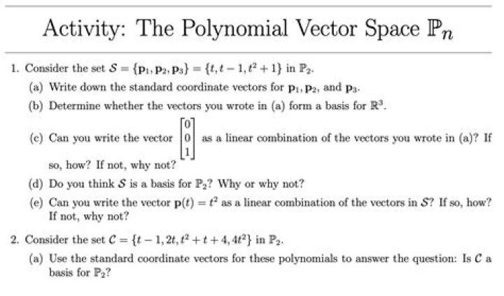 Basis of the polynomial vector space
