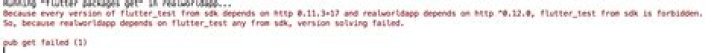 Because every version of flutter_test from sdk depends on... flutter_test from sdk is forbidden, version solving failed