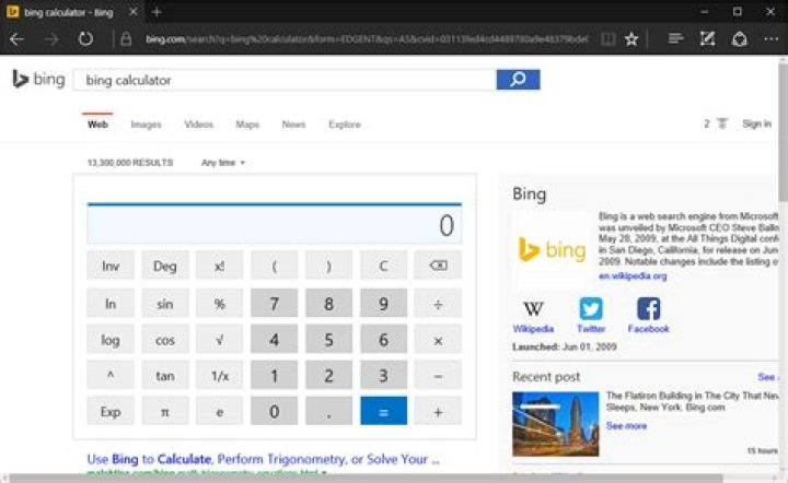 Bing Calculator