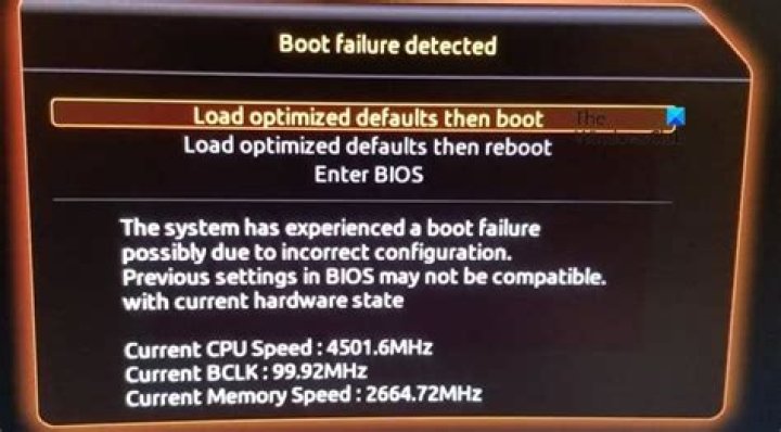 BIOS error while attempting to boot
