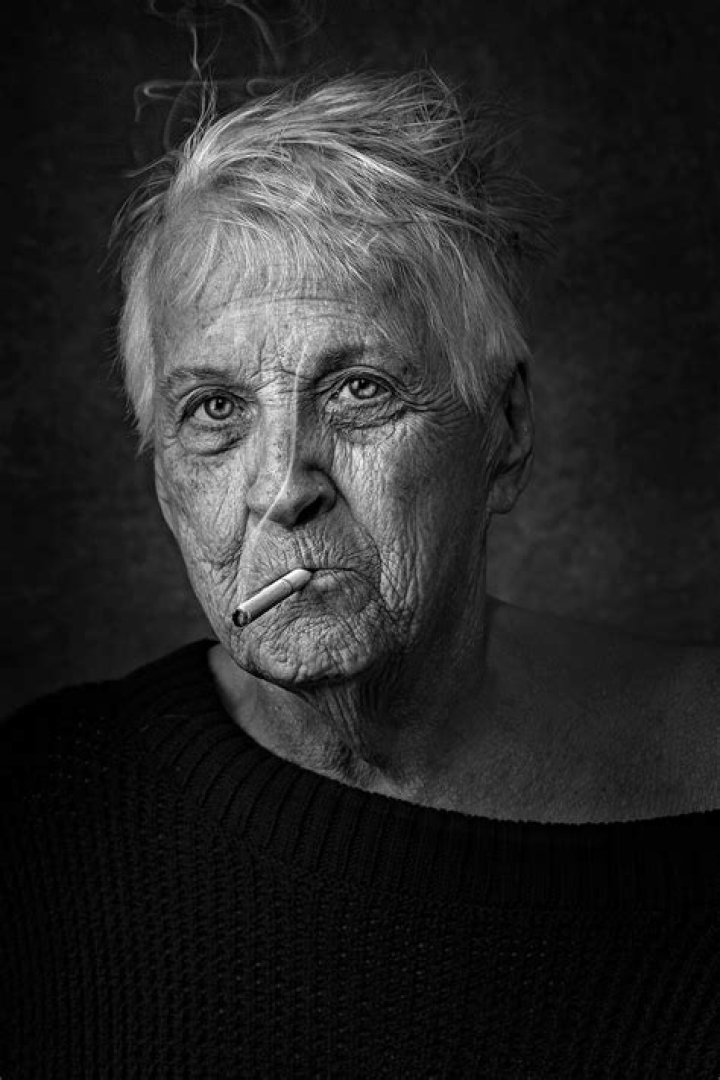 black and white photo of a face