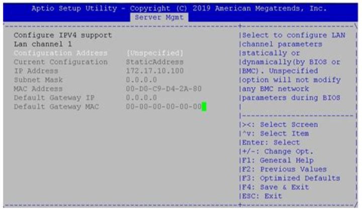 BMC setting in BIOS