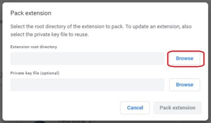 browse root directory of extension