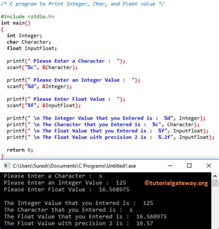 C: printf a float value