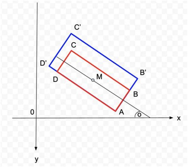 Calculate height and width of rotated rectangle