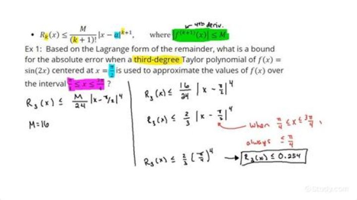 Calculating Lagrange error of a Taylor polynomial approximation