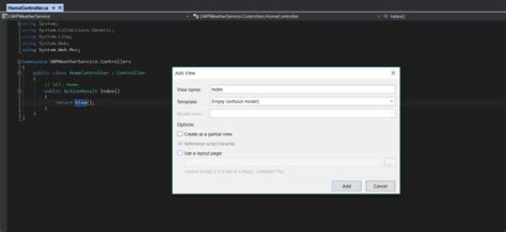 Can't Add View from Controller in VS 2015 : 