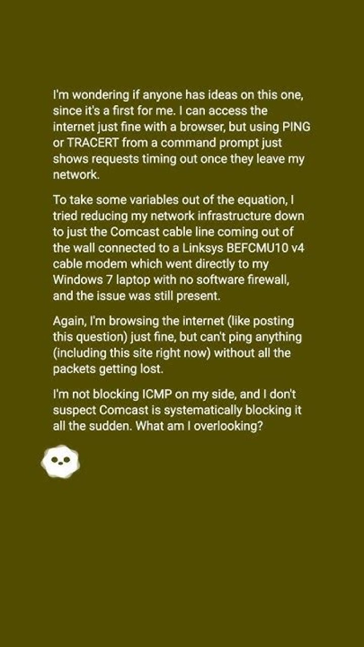 Can't ping but can access internet just fine?