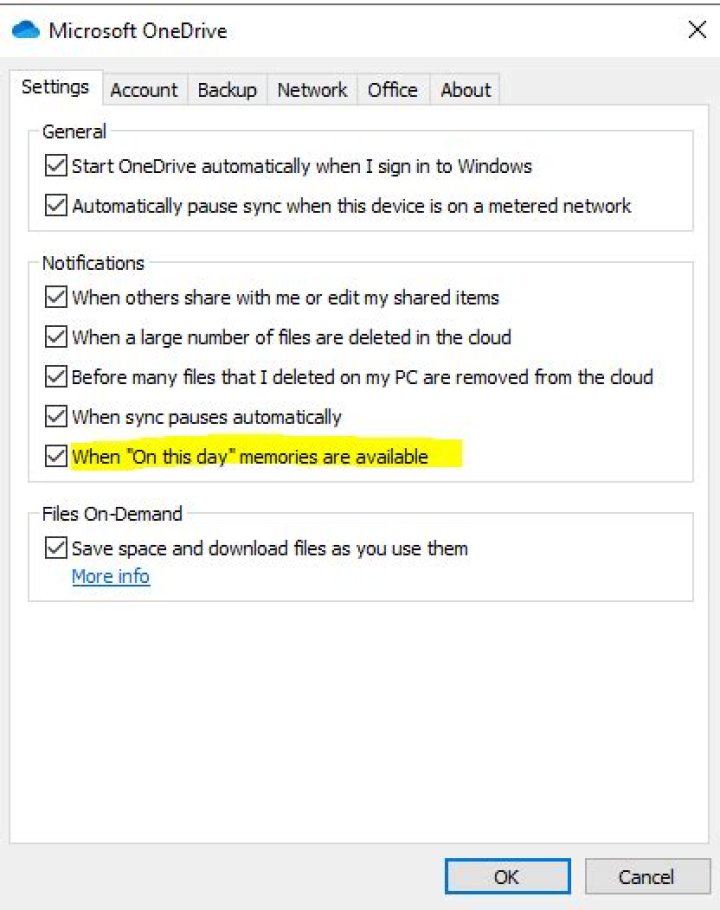 Can I only stop OneDrive memorable photos to show up?