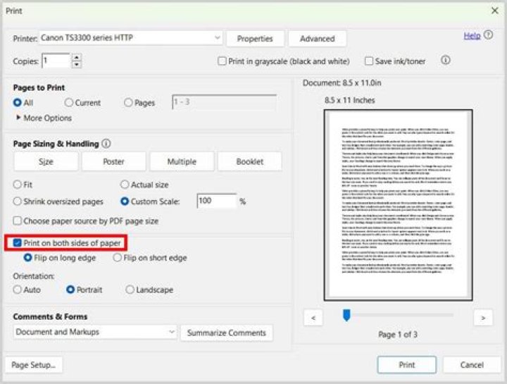 Can I print two copies of a document on the same page but different sides?