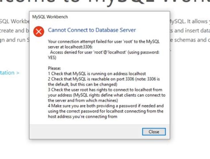 Cannot connect to Database server (mysql workbench)
