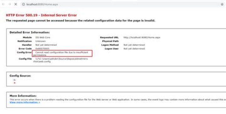Cannot read configuration file due to insufficient permissions