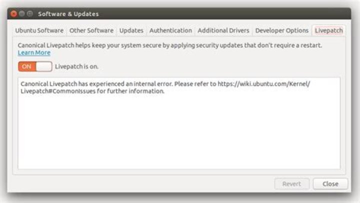 Canonical Livepatch internal error