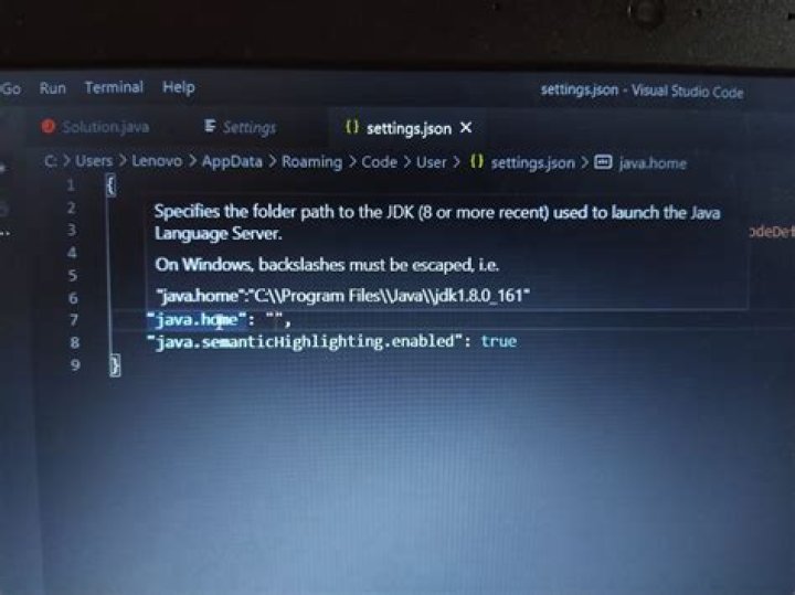 Changing the java.home path in VS code
