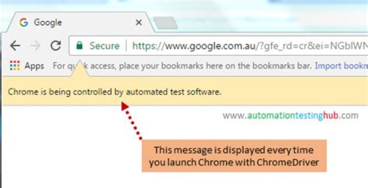 Chrome is being controlled by automated test software