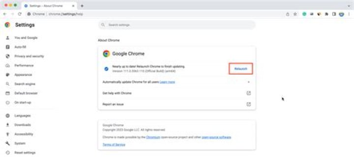 chrome settings relaunch