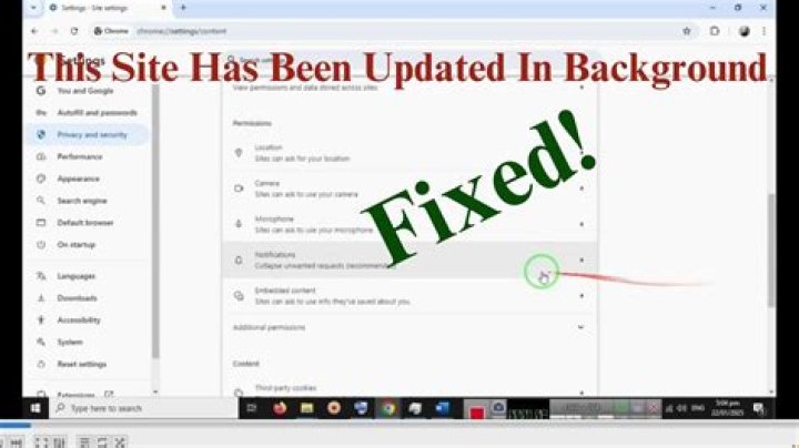 Chrome: Site has updated in the background