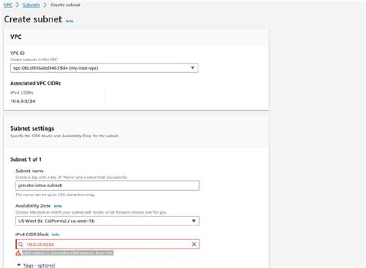 CIDR Address is not within CIDR Address from VPC