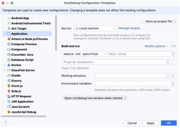 Class not found in module warning when try to create Run/Debug Configuration in Intellij