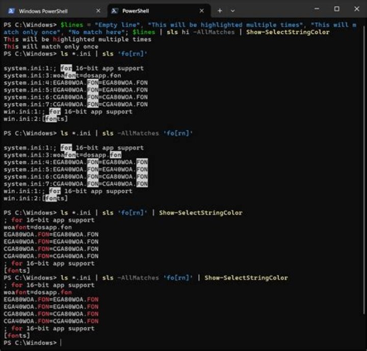 Color Highlight a select-string powershell