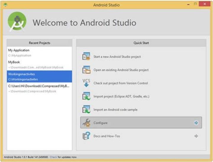 Configure button on Android Studio