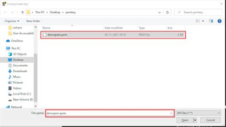 Connect over ssh using a .pem file