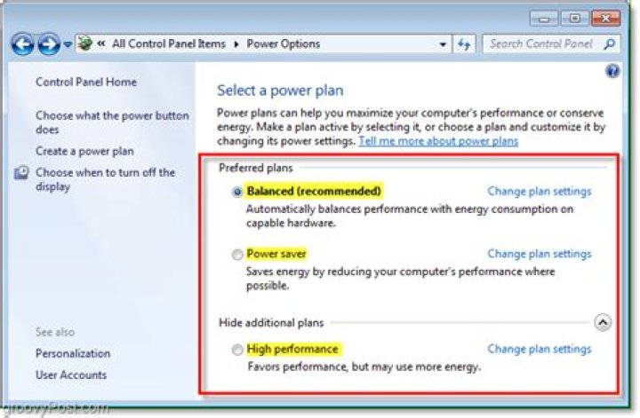 CONTEXT: Windows 7 Power Settings