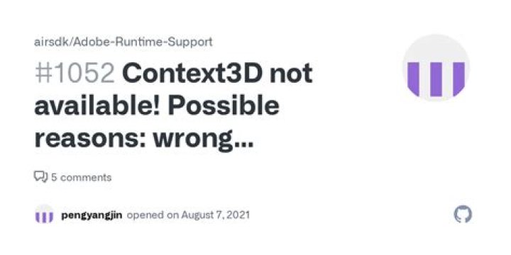 Context3D not available! Possible reasons: wrong wmode or missing device support