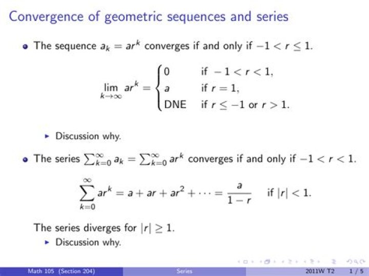 Convergence of a geometric sequence
