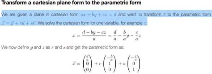 Converting Plane Equation from Cartesian Form to Parametric Form.