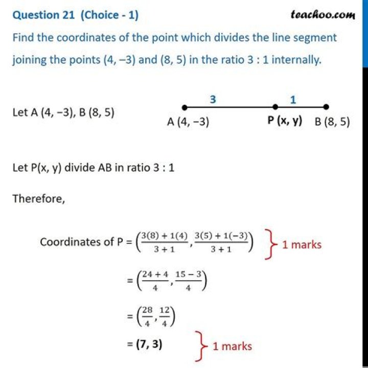 Coordinate geometry: finding the ratio in which a line segment is divided by a line