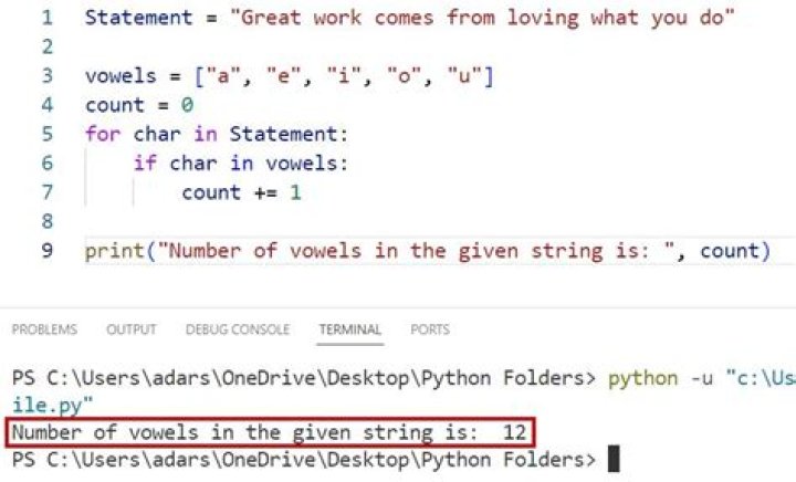 Correct code to remove the vowels from a string in Python