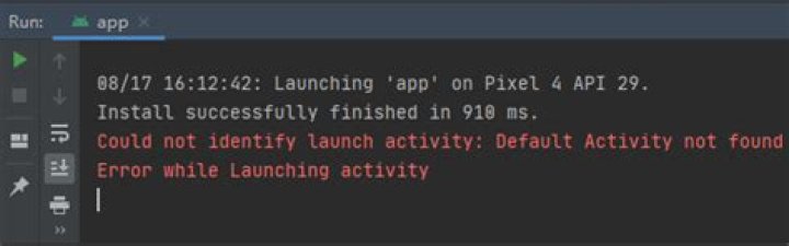 Could not identify launch Activity: Default Activity not found