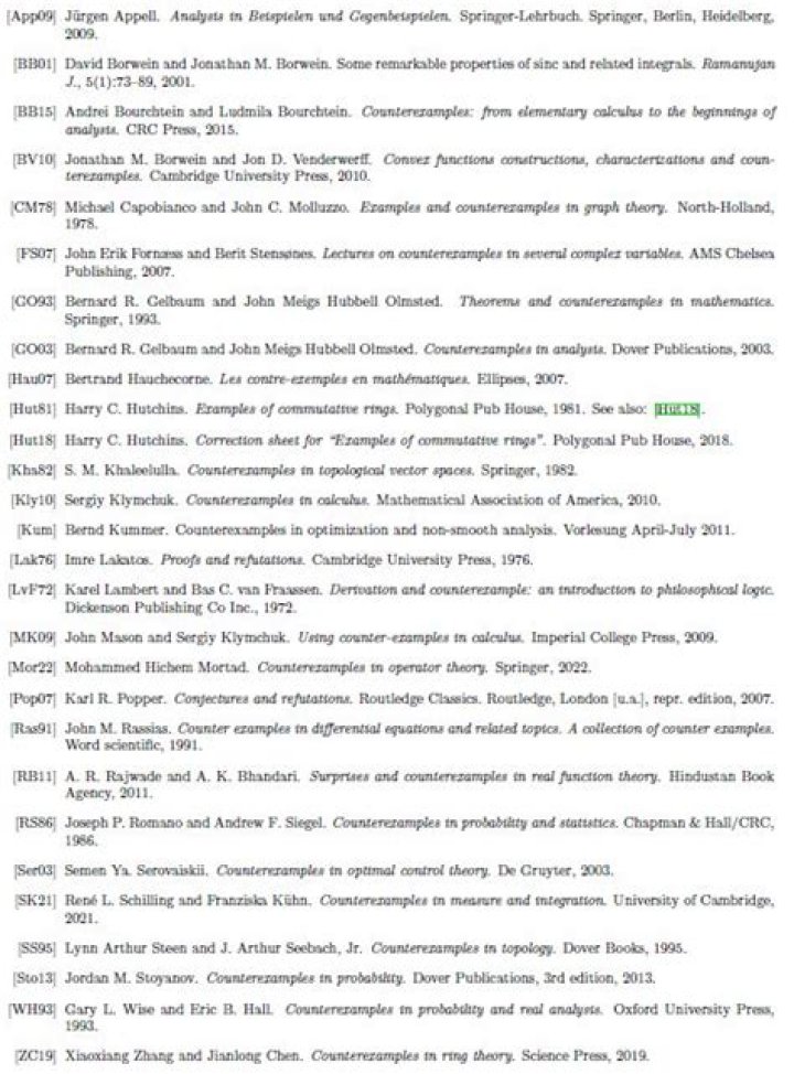 Counterexample Math Books