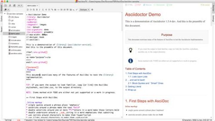 Create a Table with highlighted Source Code in Asciidoc