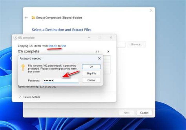 Create encrypted (password protected) zip file