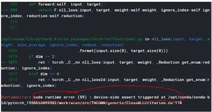 CUDA runtime error (59) : device-side assert triggered