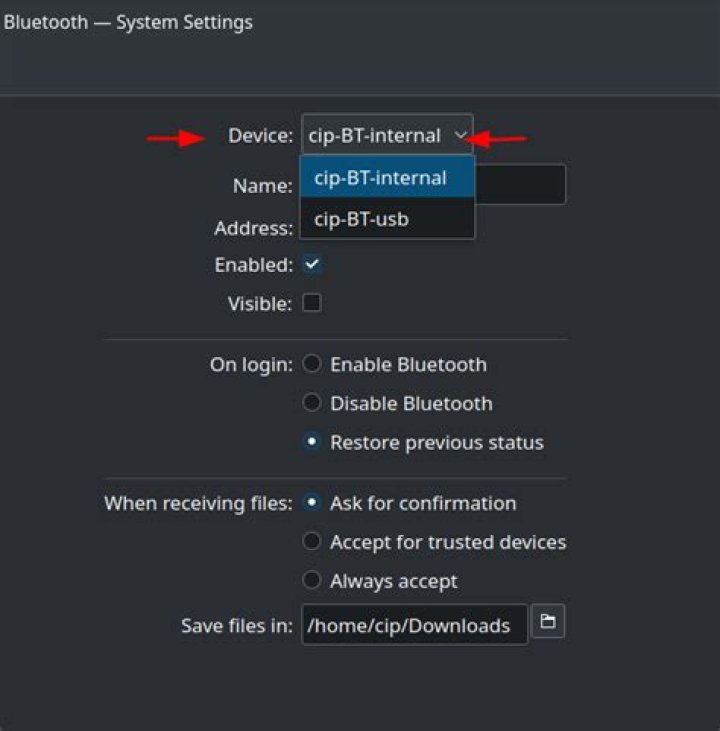 Deactivate internal bluetooth adapter while leaving usb dongle online